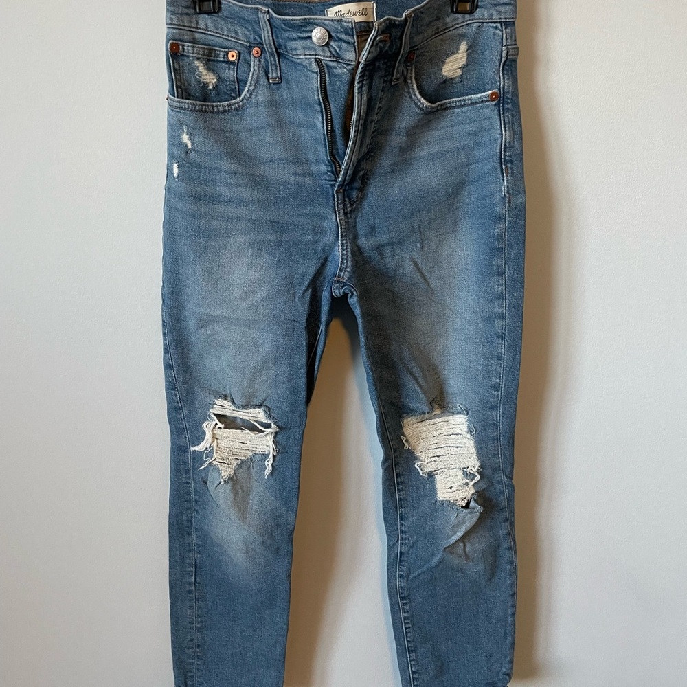 Madewell Blue Distressed Ankle Jeans